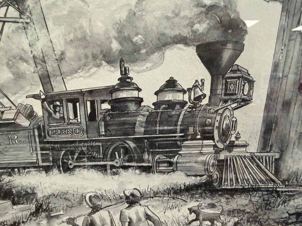 ANDREW SAAR AND LYLE V. BALL NEVADA ARTISTS BLACK AND WHITE LOCOMOTIVE PRINTS - 12