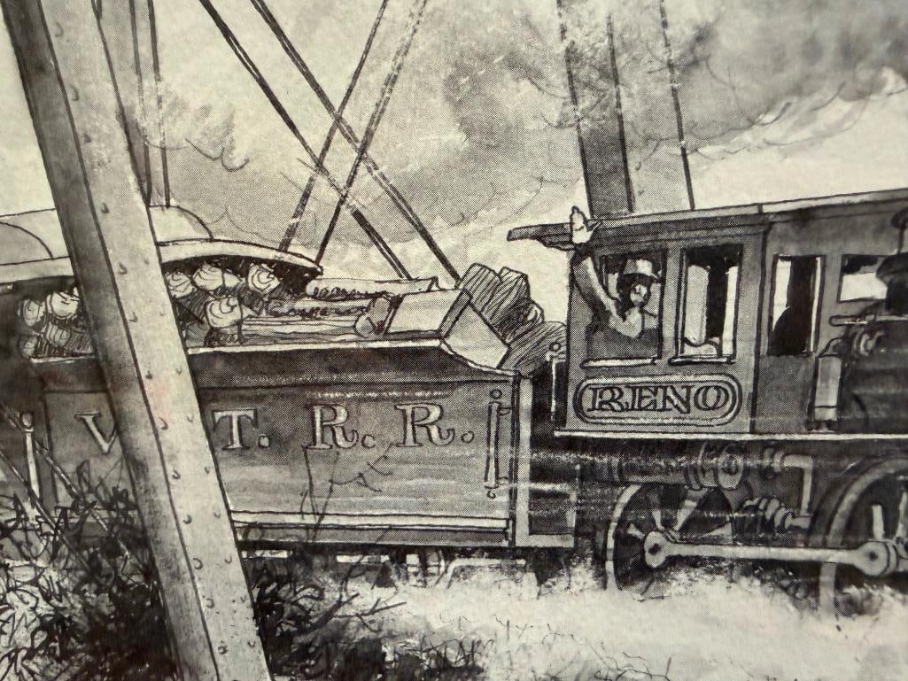 ANDREW SAAR AND LYLE V. BALL NEVADA ARTISTS BLACK AND WHITE LOCOMOTIVE PRINTS - 13