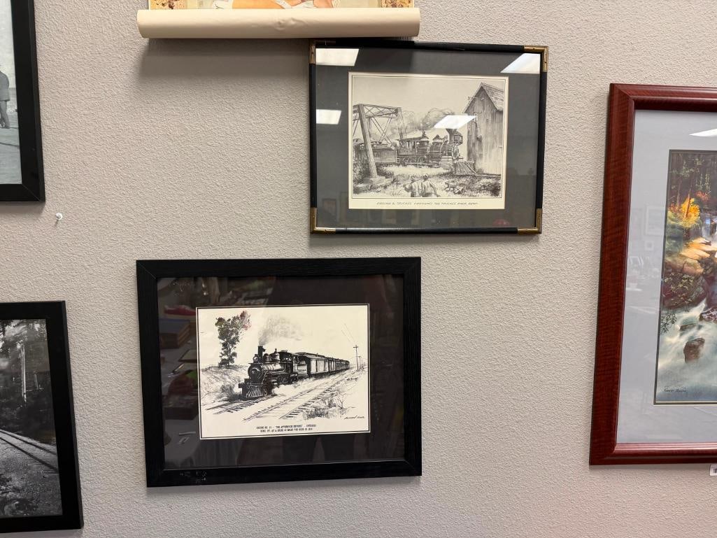 ANDREW SAAR AND LYLE V. BALL NEVADA ARTISTS BLACK AND WHITE LOCOMOTIVE PRINTS - 2