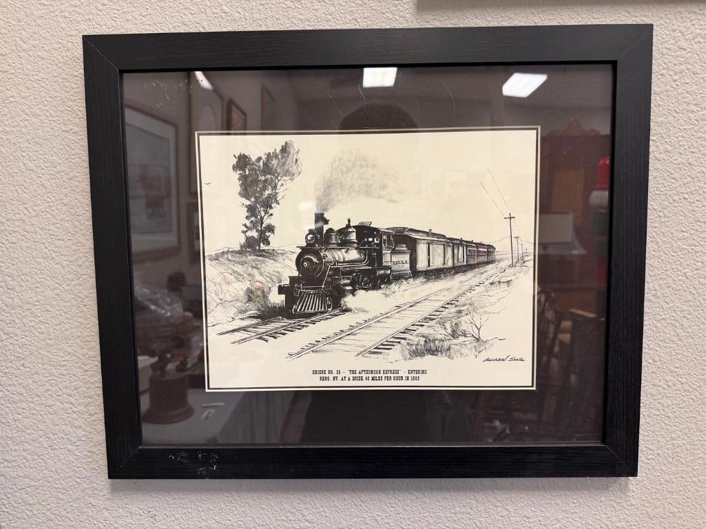ANDREW SAAR AND LYLE V. BALL NEVADA ARTISTS BLACK AND WHITE LOCOMOTIVE PRINTS - 3