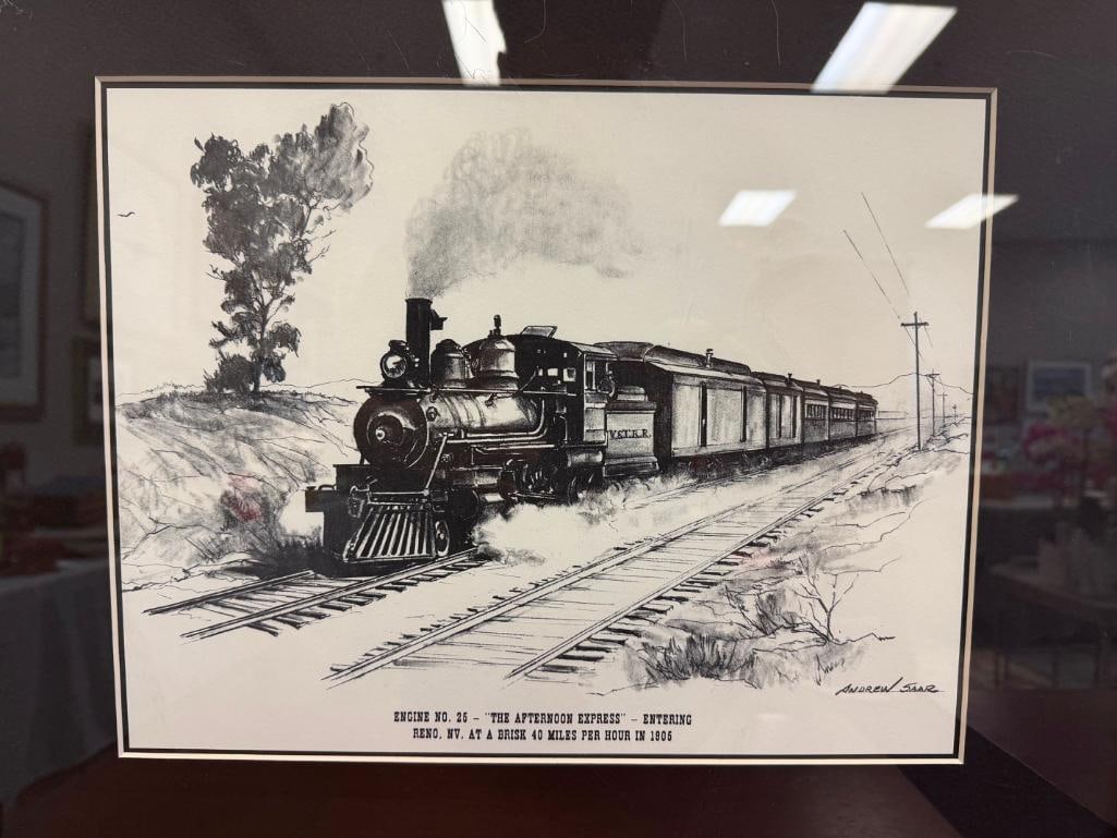 ANDREW SAAR AND LYLE V. BALL NEVADA ARTISTS BLACK AND WHITE LOCOMOTIVE PRINTS - 4