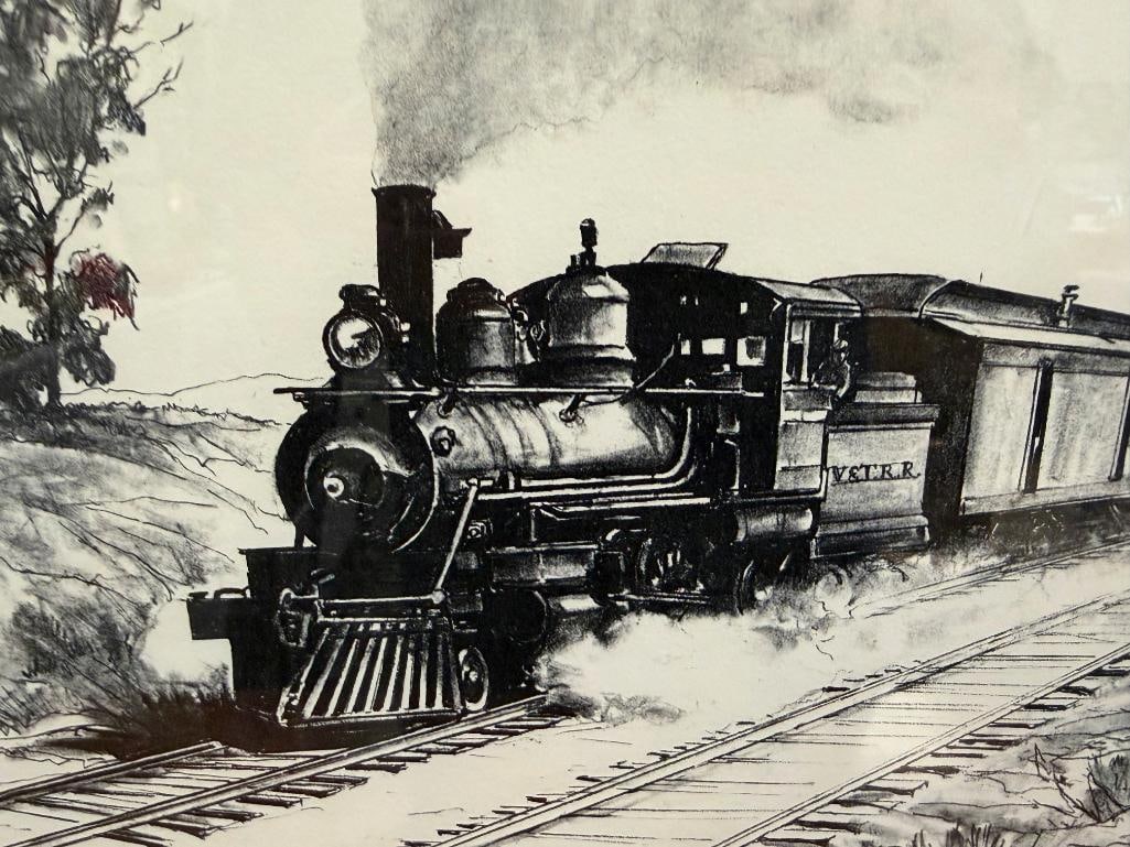 ANDREW SAAR AND LYLE V. BALL NEVADA ARTISTS BLACK AND WHITE LOCOMOTIVE PRINTS - 7