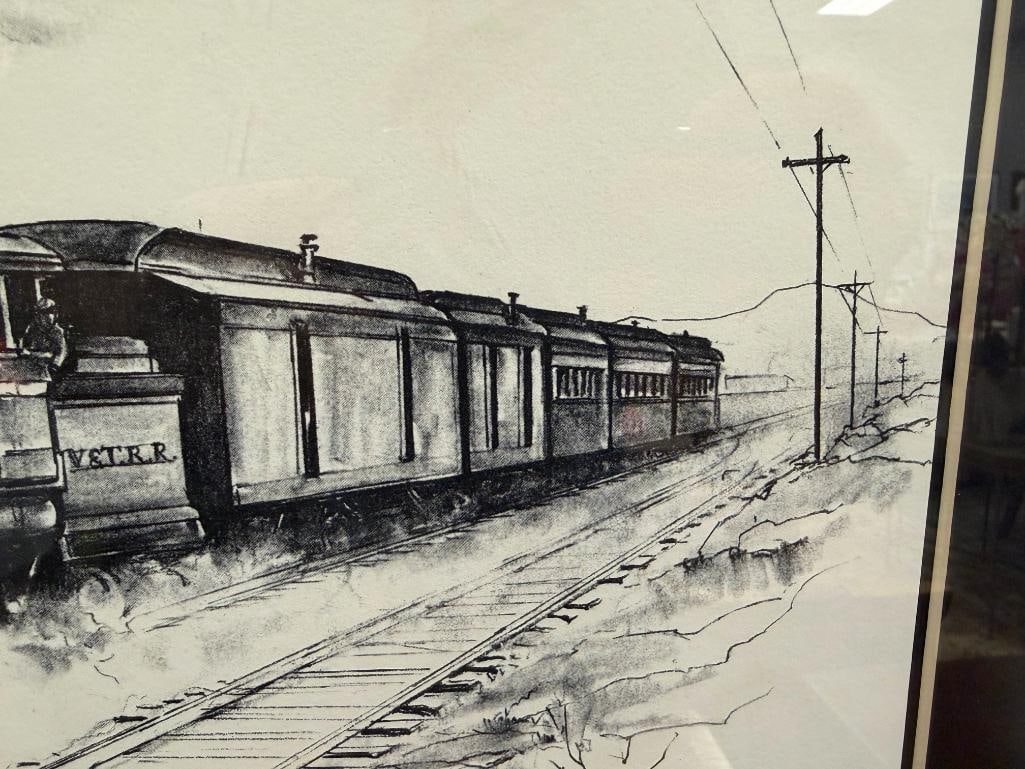 ANDREW SAAR AND LYLE V. BALL NEVADA ARTISTS BLACK AND WHITE LOCOMOTIVE PRINTS - 8