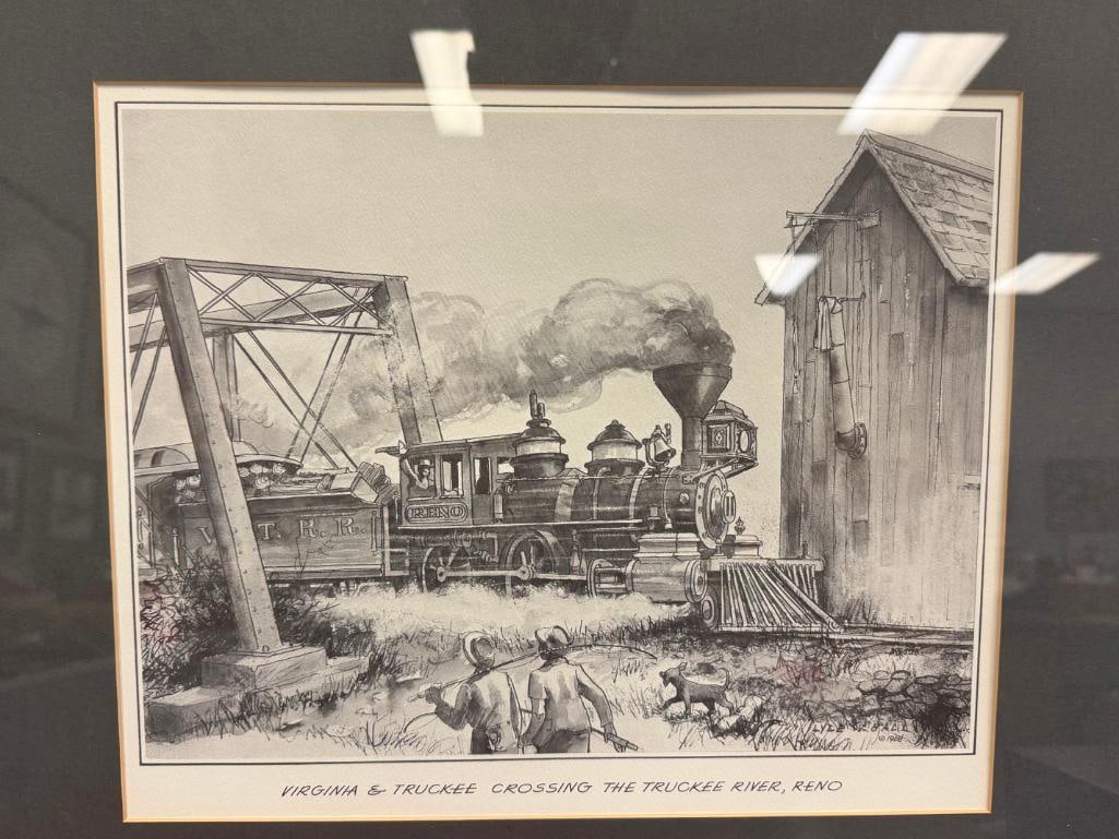 ANDREW SAAR AND LYLE V. BALL NEVADA ARTISTS BLACK AND WHITE LOCOMOTIVE PRINTS - 9