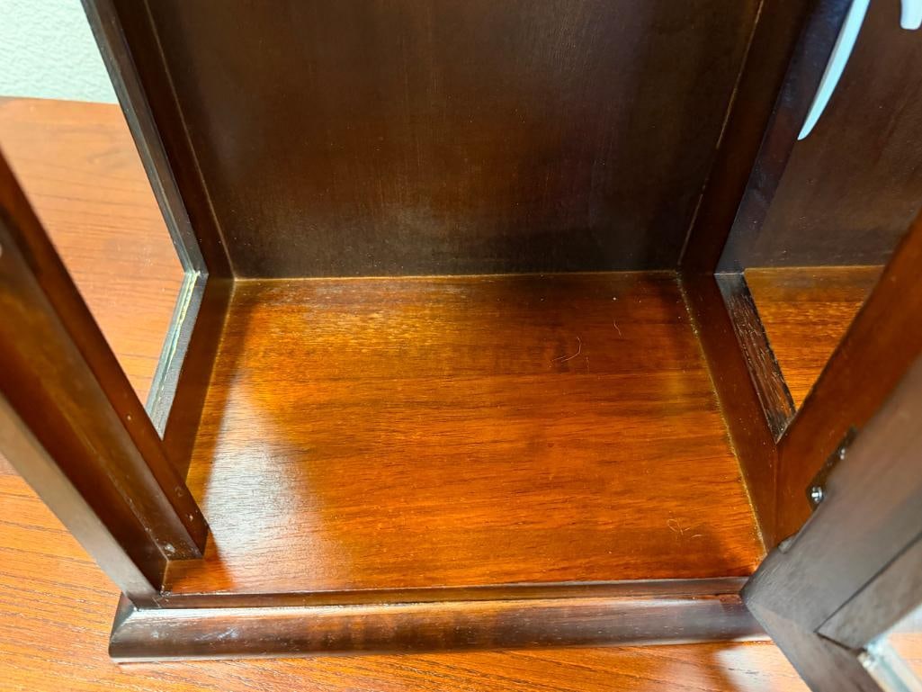 POTTERY BARN DARK FINISH WALL MOUNT STORAGE CABINET WITH GLASS FRONT DOORS - 5