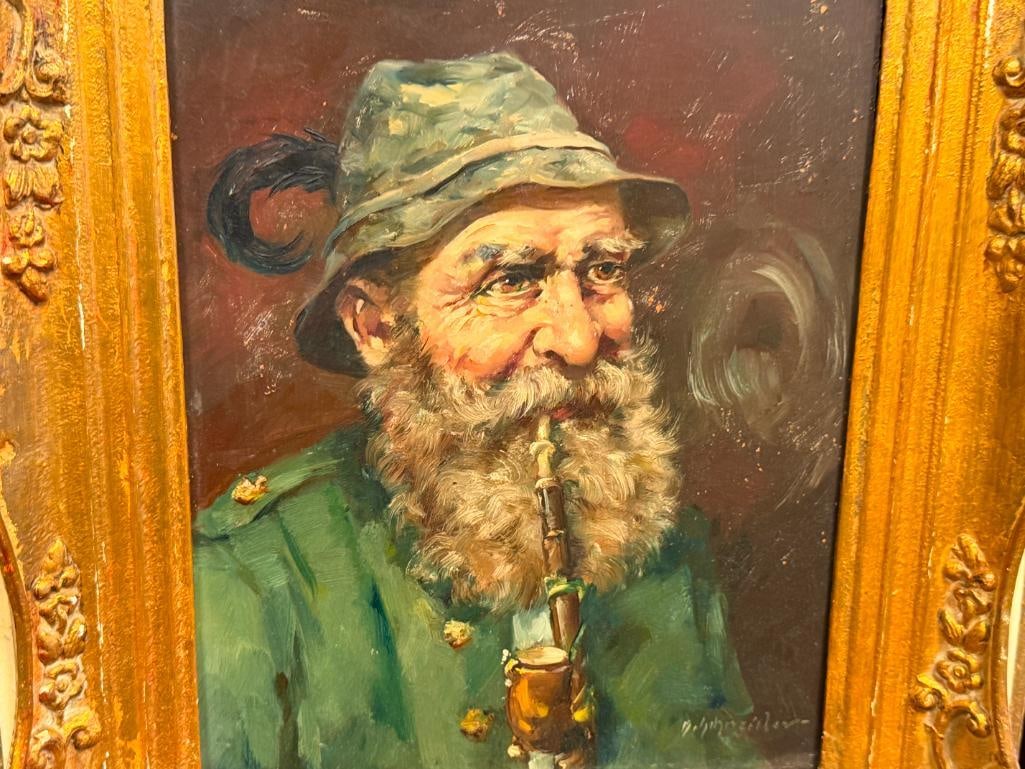 A. SCHNIEDER NETHERLAND ARTIST ORIGINAL OIL ON BOARD PAINTING PORTRAIT OF A BEARDED MAN - 2