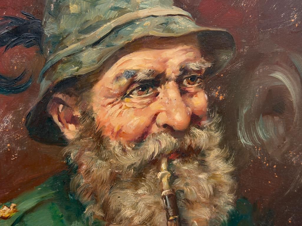 A. SCHNIEDER NETHERLAND ARTIST ORIGINAL OIL ON BOARD PAINTING PORTRAIT OF A BEARDED MAN - 3