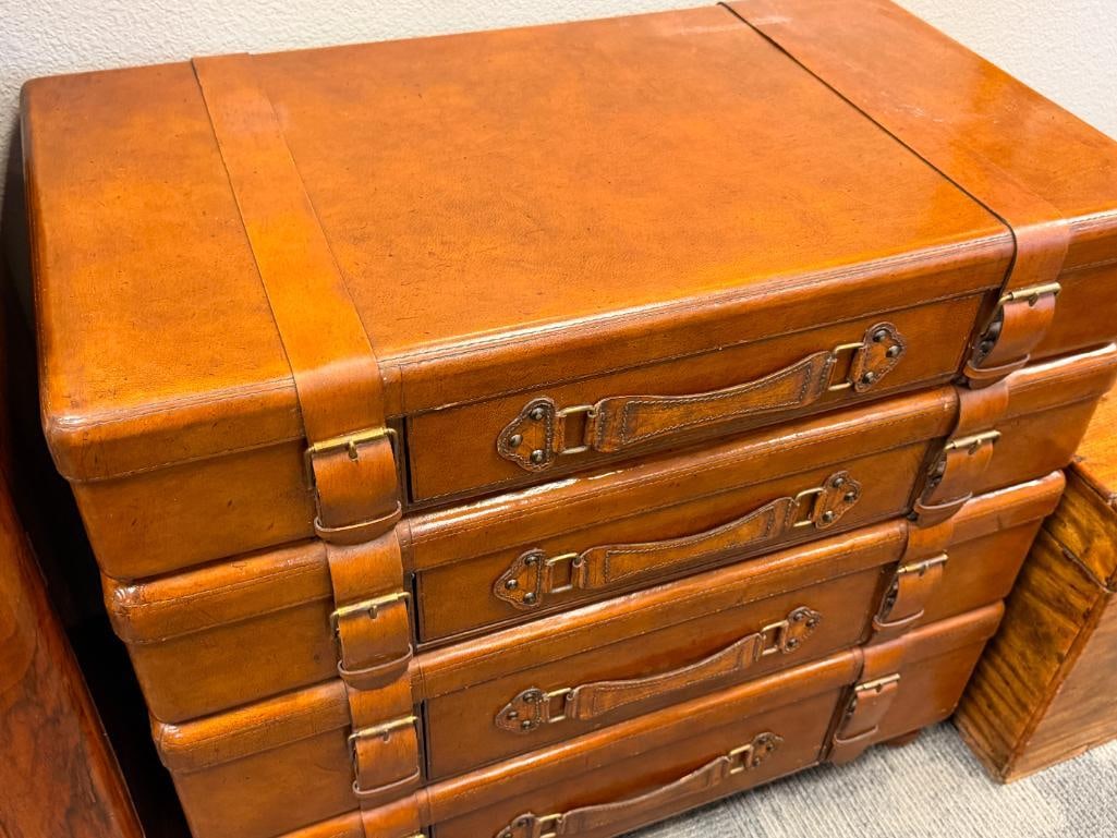 THE PALMER HOME COLLECTION VINTAGE STACKED LUGGAGE CHEST OF DRAWERS - 2