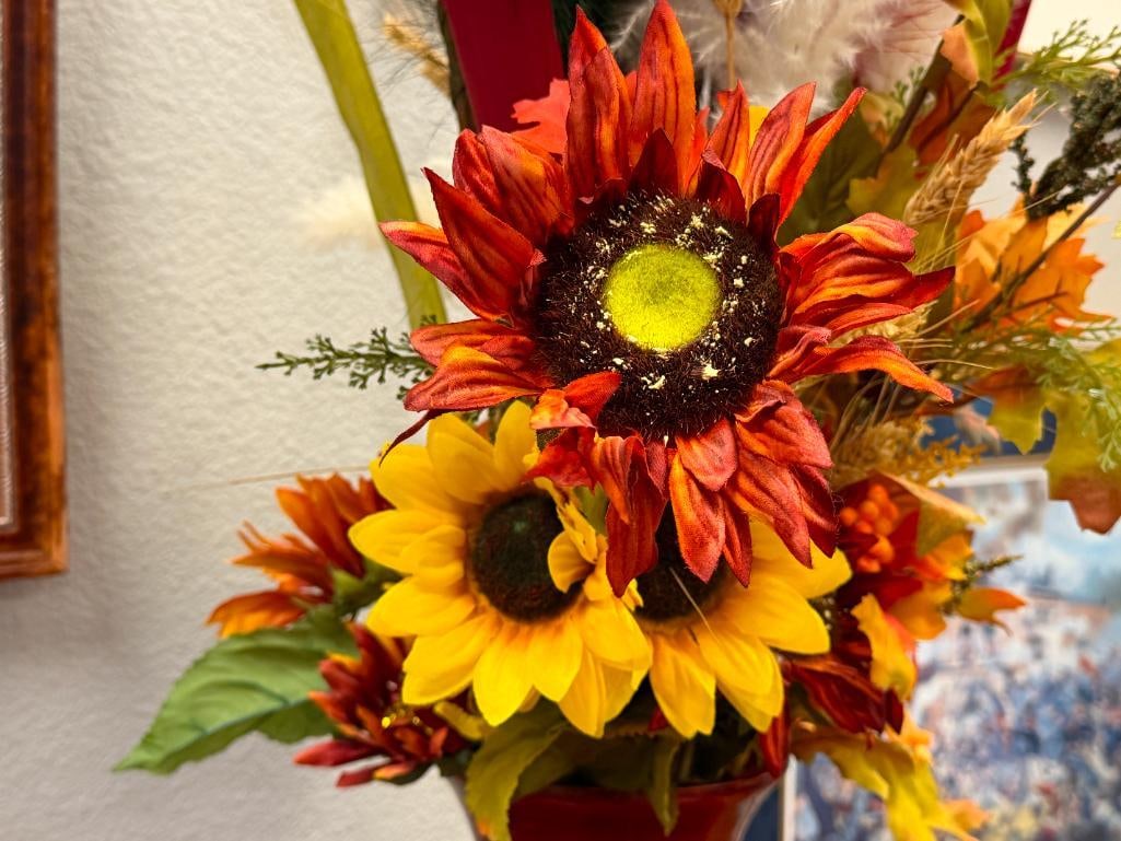 BAMBOO DECORATIVE VASE WITH ARTIFICIAL TWIGS, FEATHERS, AND FLOWERS - 4