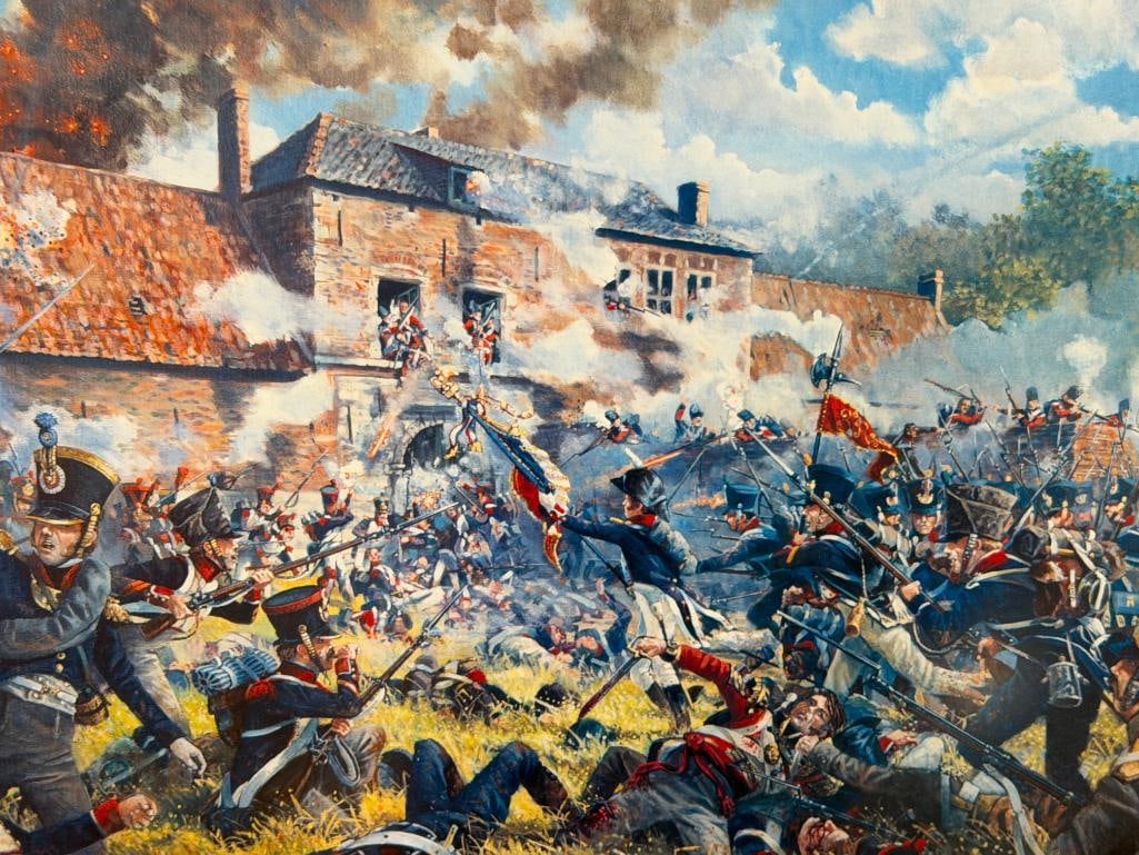 MARK CHURMS LIMITED EDITION PRINT TITLED HOUGOMONT BATTLE OF WATERLOO NAPOLENIC WAR SCENE - 3