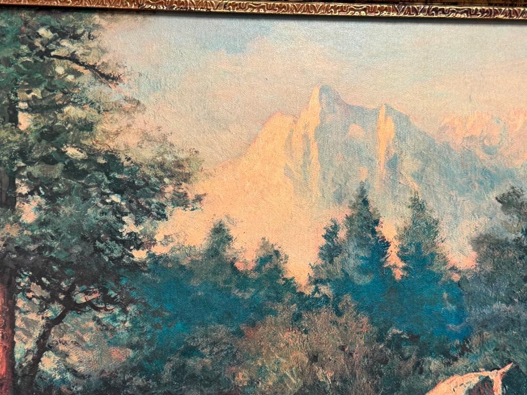 ROBERT WOOD VINTAGE PRINT ON BOARD LANDSCAPE TITLED MAJESTIC PEAKS - 3