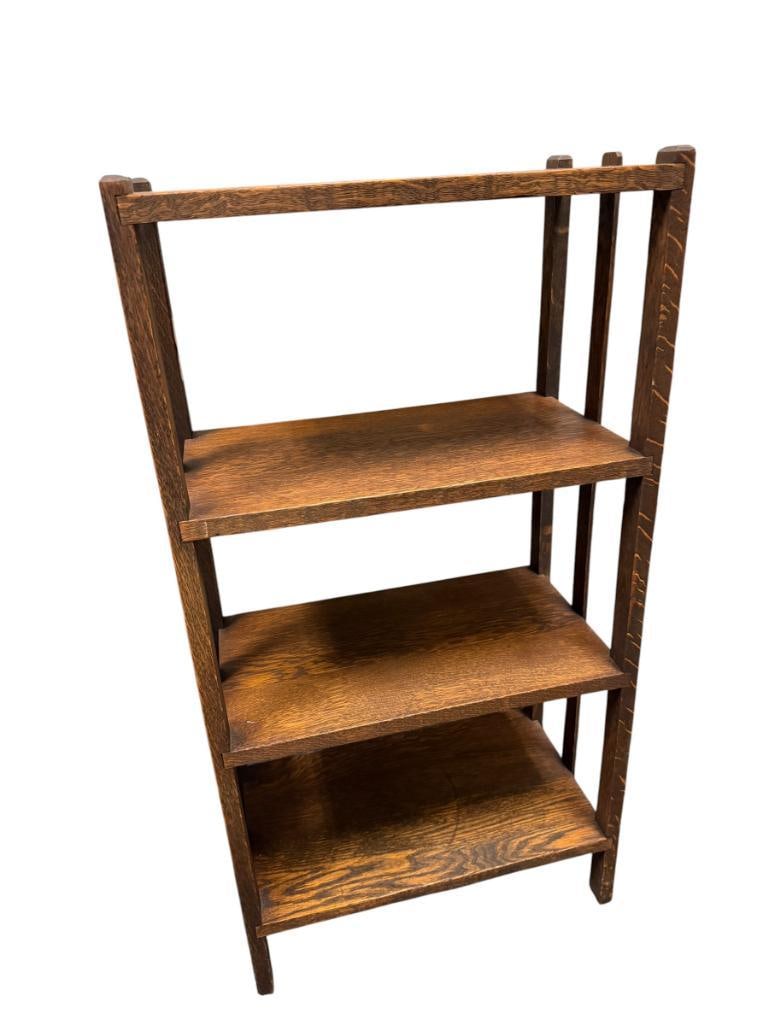 ANTIQUE ARTS AND CRAFTS / MISSION STYLE FOUR TIER OPEN BOOKCASE / MAGAZINE RACK (1 of 5)