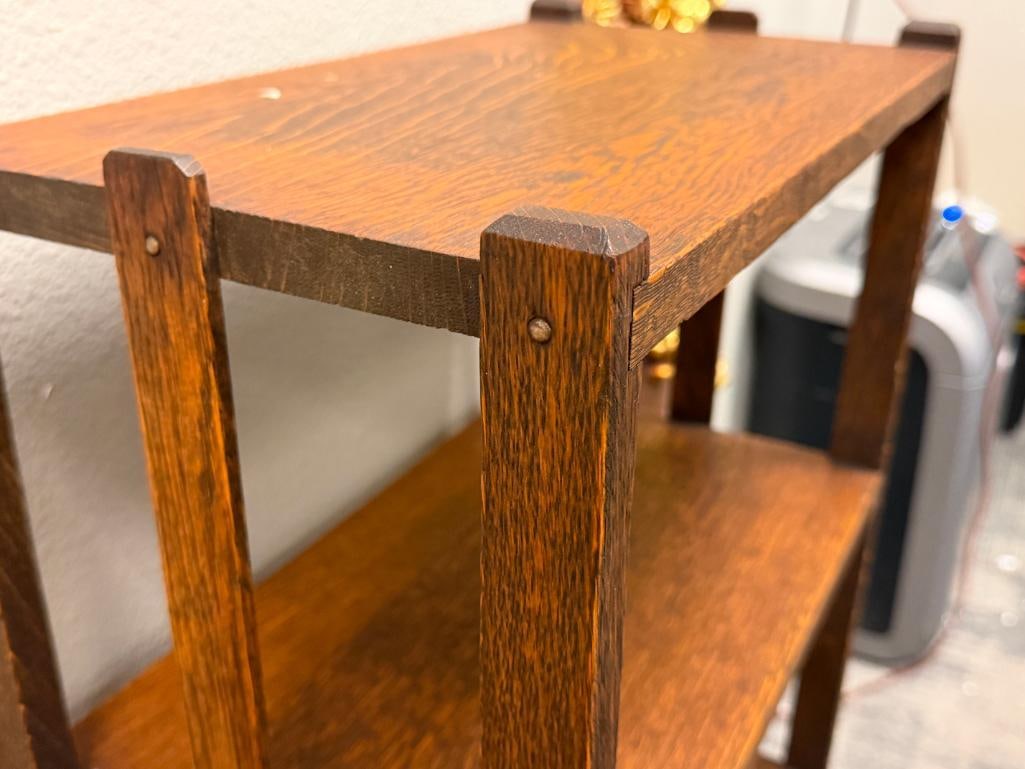 ANTIQUE ARTS AND CRAFTS / MISSION STYLE FOUR TIER OPEN BOOKCASE / MAGAZINE RACK - 4