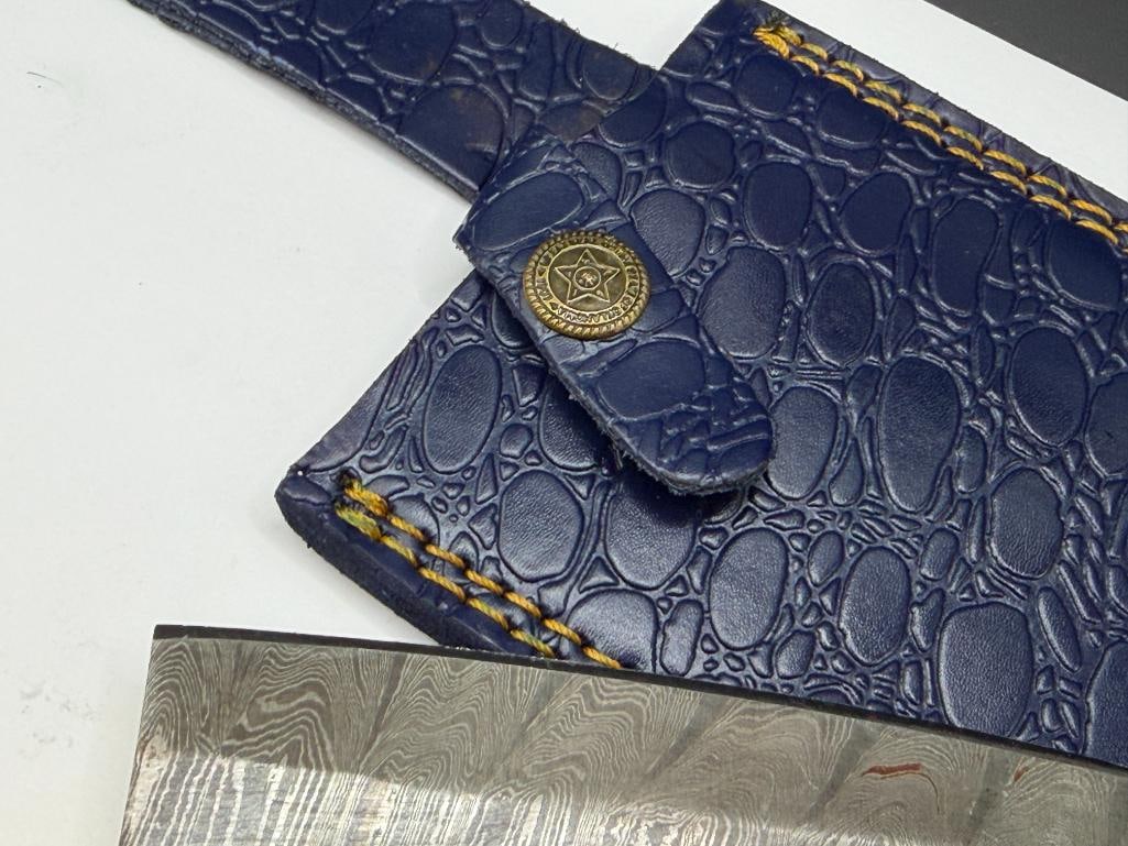 DAMASCUS STEEL FIXED BLADE CLEAVER KNIFE - 8