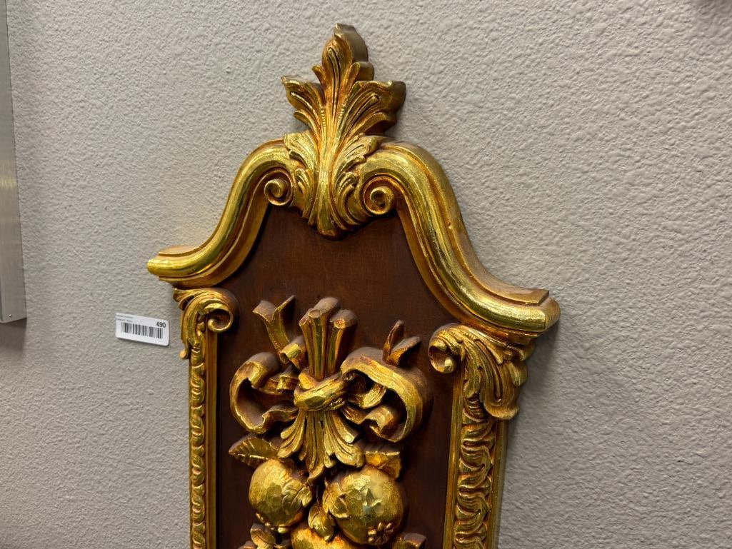1974 SYRACUSE ORNAMENTAL CO HOLLYWOOD REGENCY STYLE HEVY RELIEF FRUIT PLAQUE NO. 7304 - 2