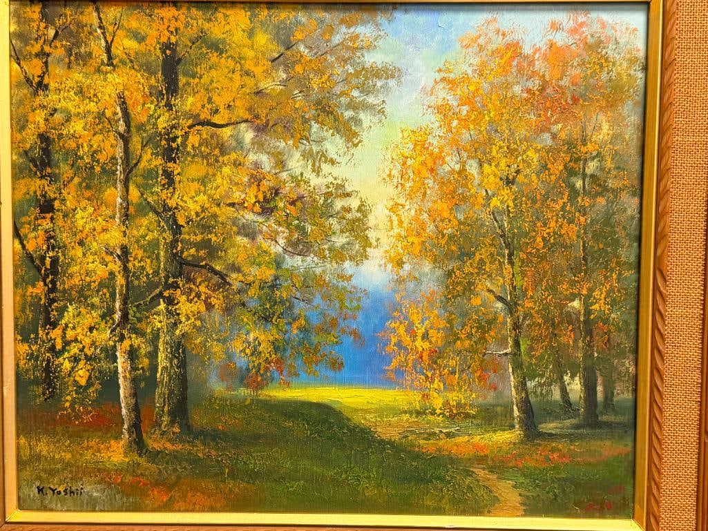 K. YOSHII 20TH CENTURY JAPANESE SCHOOL AUTUMN LANDSCAPE PAINTING ORIGINAL OIL ON CANVAS - 2