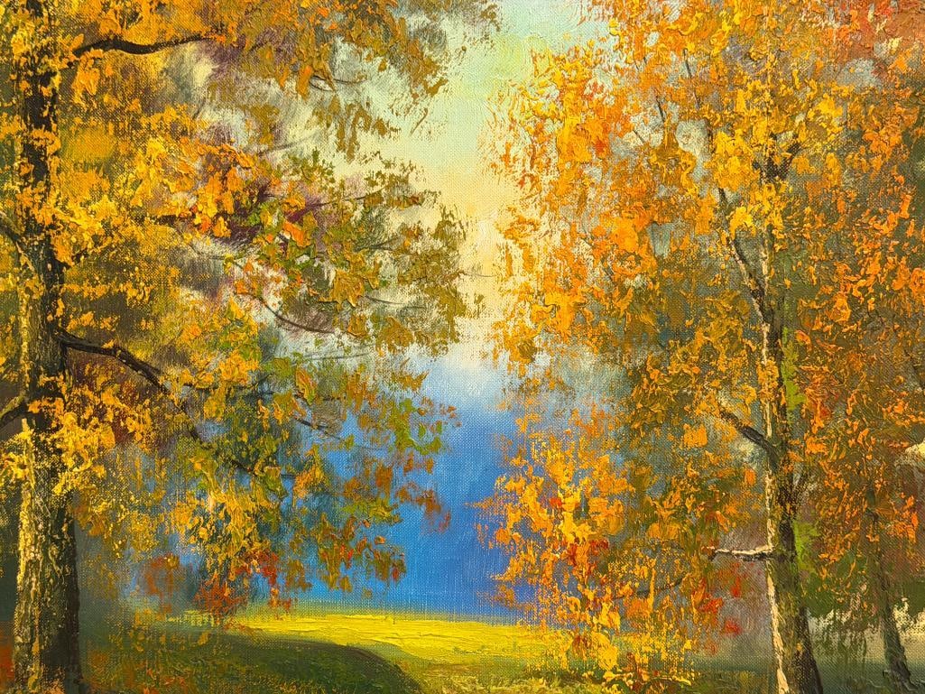 K. YOSHII 20TH CENTURY JAPANESE SCHOOL AUTUMN LANDSCAPE PAINTING ORIGINAL OIL ON CANVAS - 3