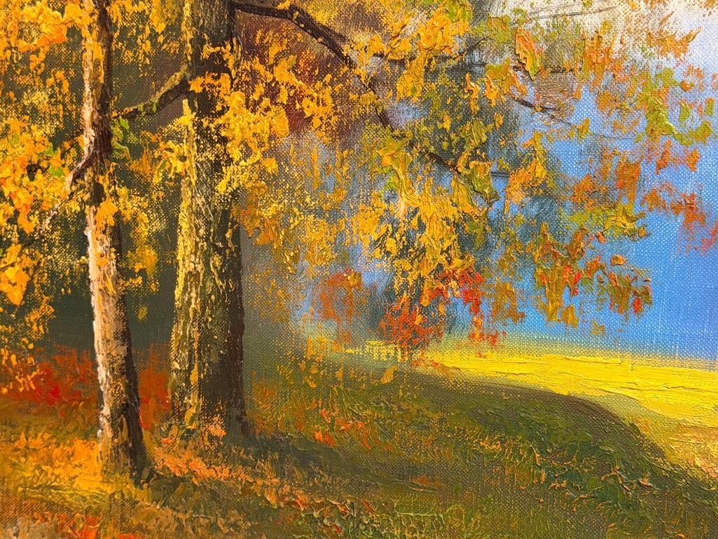 K. YOSHII 20TH CENTURY JAPANESE SCHOOL AUTUMN LANDSCAPE PAINTING ORIGINAL OIL ON CANVAS - 4