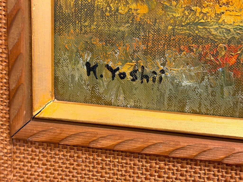 K. YOSHII 20TH CENTURY JAPANESE SCHOOL AUTUMN LANDSCAPE PAINTING ORIGINAL OIL ON CANVAS - 5