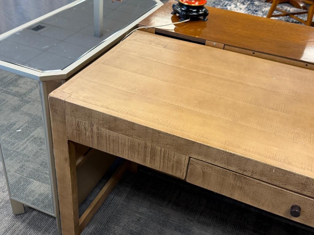 RECLAIMED WOOD STYLED SINGLE DRAWER WRITING DESK IN LIGHT BROWN FINISH - 3