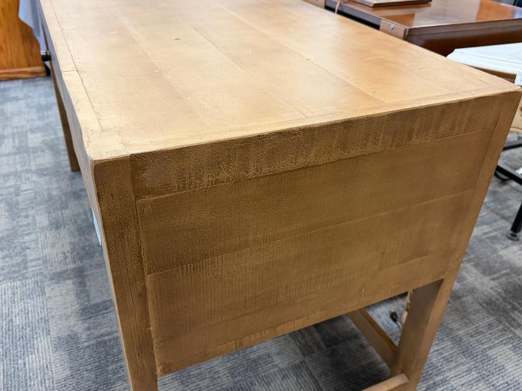 RECLAIMED WOOD STYLED SINGLE DRAWER WRITING DESK IN LIGHT BROWN FINISH - 7