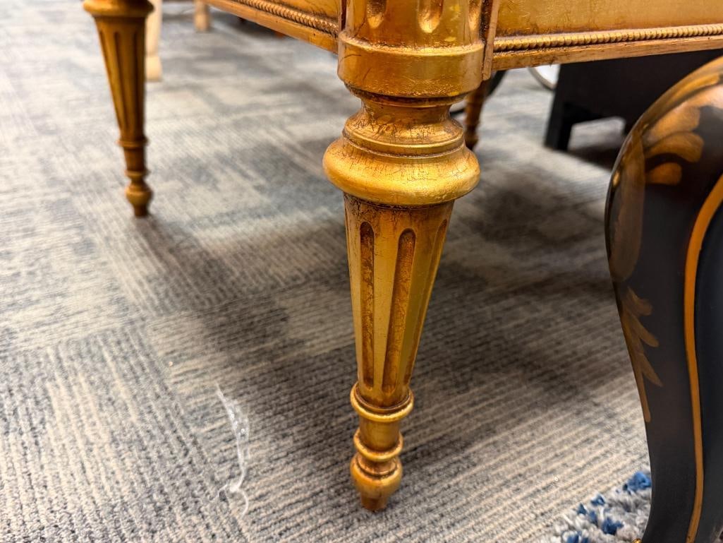 NEOCLASSICAL FRENCH STYLED GLASS TOP DISPLAY ENDTABLE WITH AN ORNATE GILDED FINISH - 7