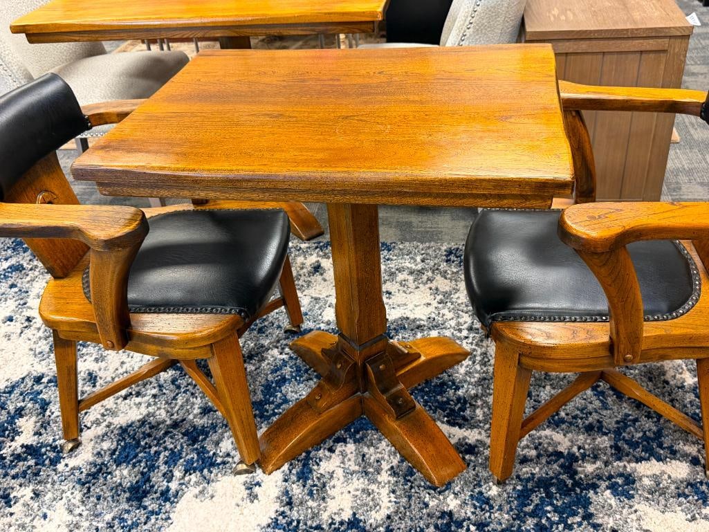 SPARTA FURNITURE SHOPS COUNTRY CONTEMPORARY TABLE AND CHAIRS WITH NAUGAHYDE UPHOLSTERED SEATS - 2