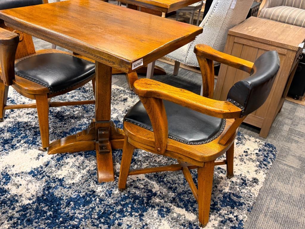SPARTA FURNITURE SHOPS COUNTRY CONTEMPORARY TABLE AND CHAIRS WITH NAUGAHYDE UPHOLSTERED SEATS - 3