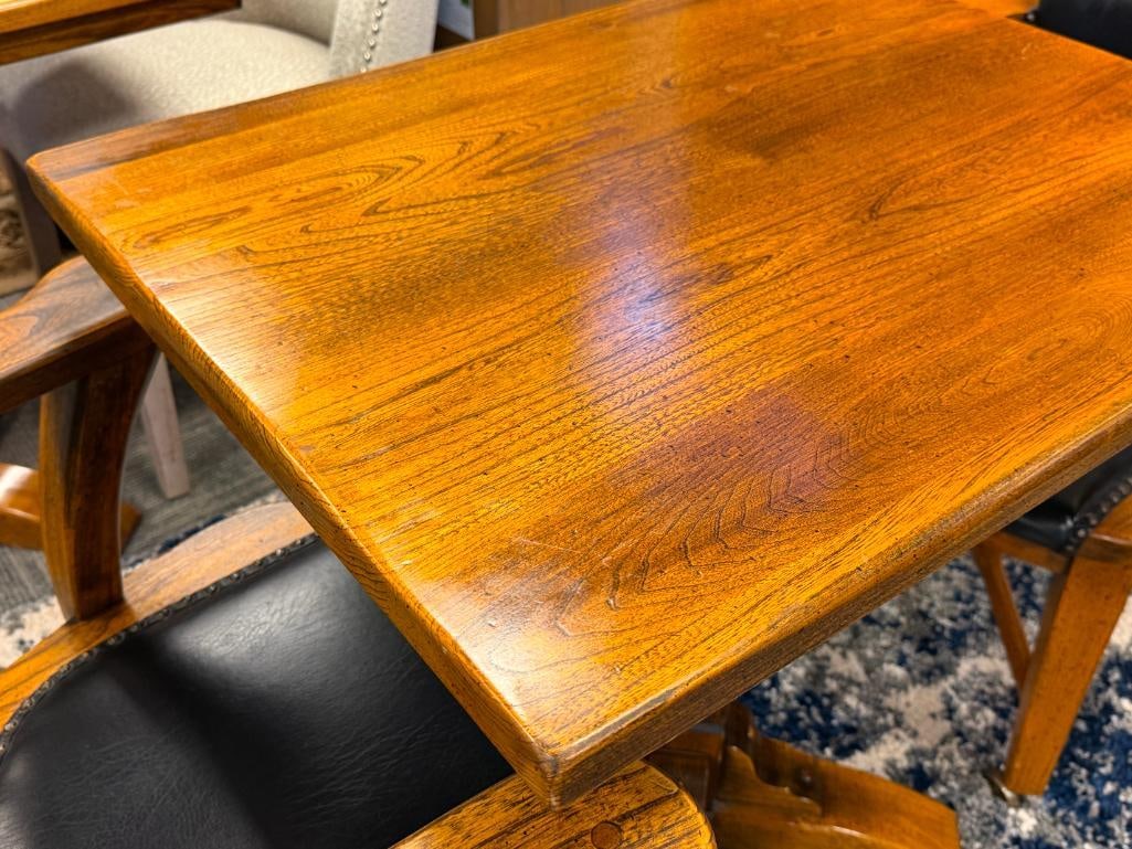 SPARTA FURNITURE SHOPS COUNTRY CONTEMPORARY TABLE AND CHAIRS WITH NAUGAHYDE UPHOLSTERED SEATS - 4