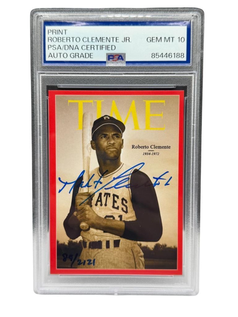 TIME MAGAZINE ROBERTO CLEMENTE LIMITED EDITION BASEBALL CARD AUTOGRAPHED BY ROBERTO CLEMENTE JR. (1 of 10)