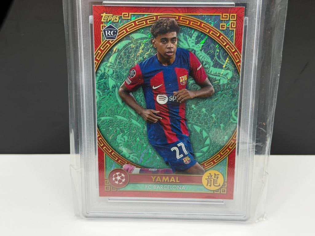 2023-24 TOPPS JADE ED UCC #NY7 LAMINE YAMAL CHINESE NEW YEAR FUTBOL / SOCCER ROOKIE CARD PSA NM-M... - 2
