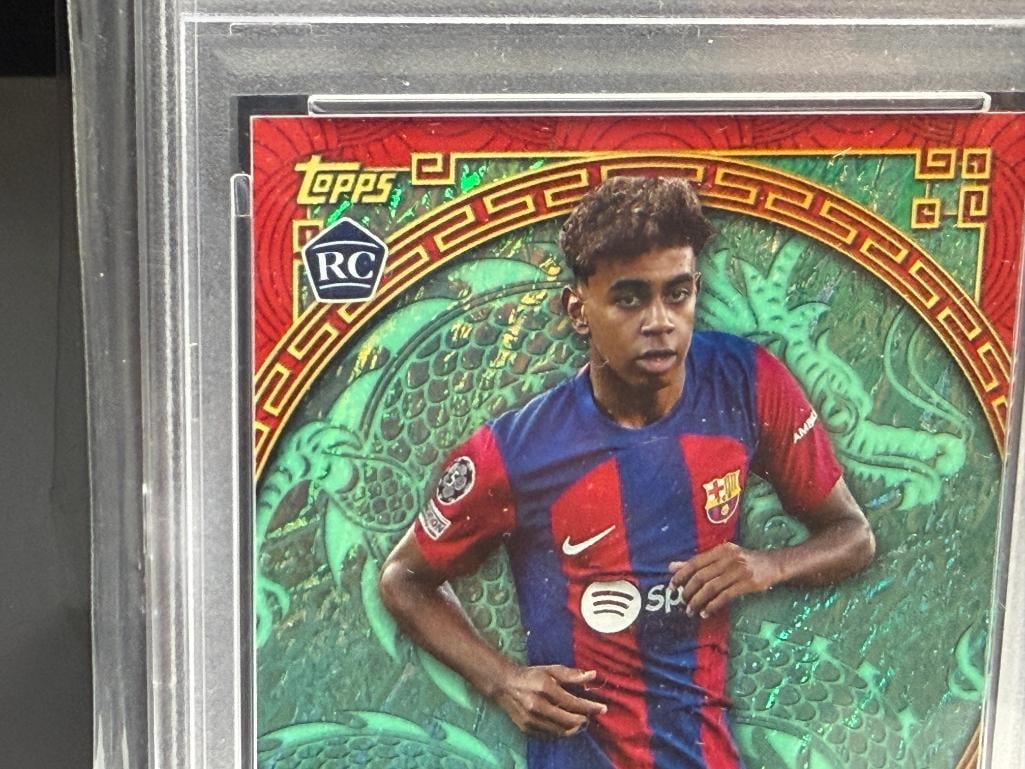 2023-24 TOPPS JADE ED UCC #NY7 LAMINE YAMAL CHINESE NEW YEAR FUTBOL / SOCCER ROOKIE CARD PSA NM-M... - 3