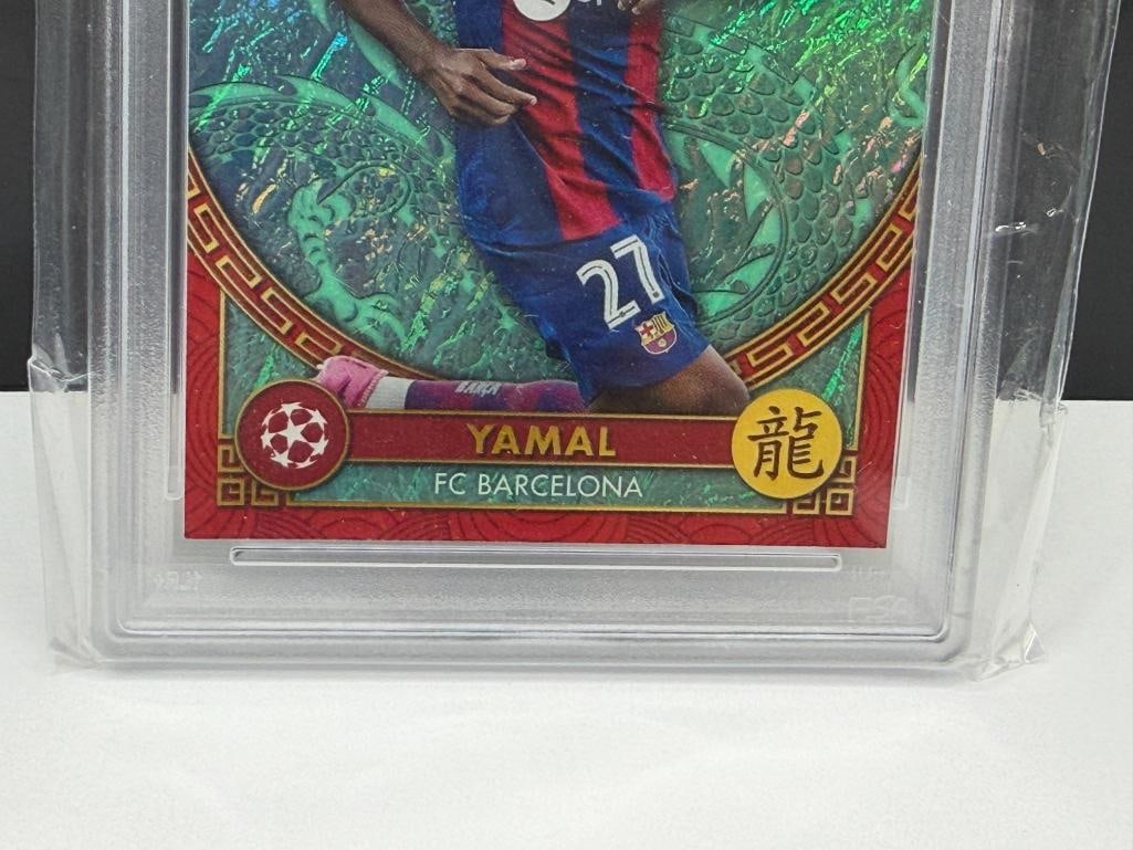2023-24 TOPPS JADE ED UCC #NY7 LAMINE YAMAL CHINESE NEW YEAR FUTBOL / SOCCER ROOKIE CARD PSA NM-M... - 4