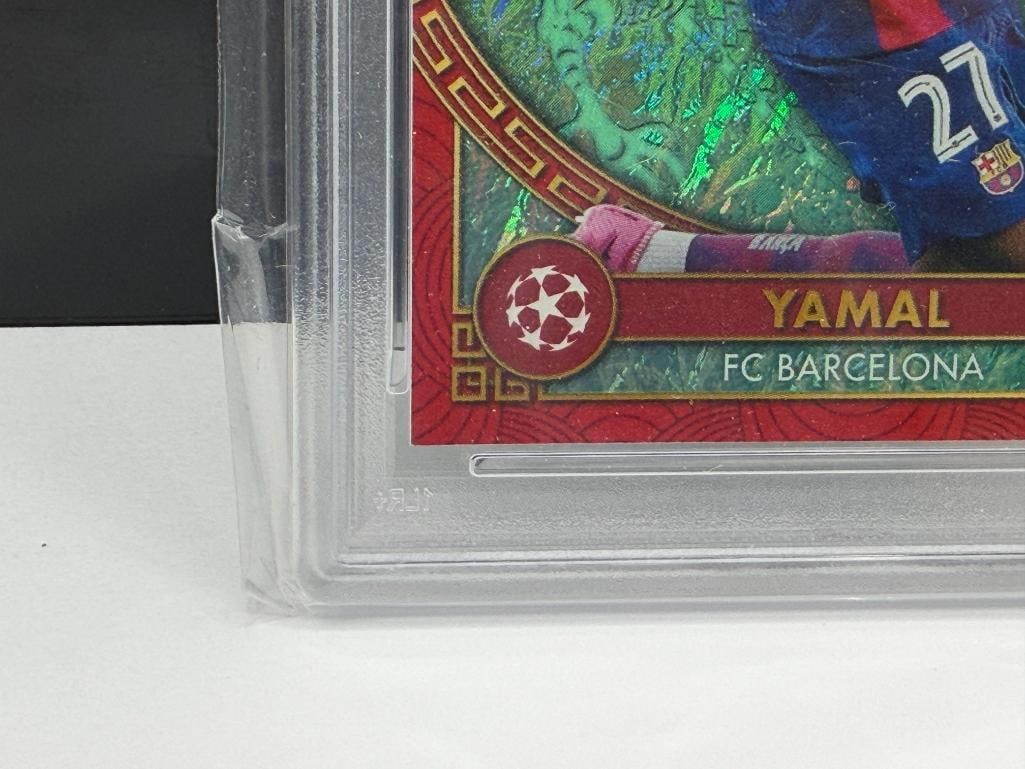 2023-24 TOPPS JADE ED UCC #NY7 LAMINE YAMAL CHINESE NEW YEAR FUTBOL / SOCCER ROOKIE CARD PSA NM-M... - 5
