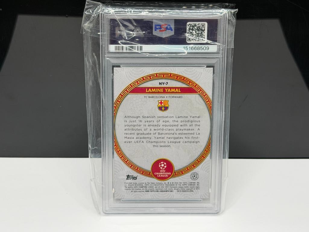 2023-24 TOPPS JADE ED UCC #NY7 LAMINE YAMAL CHINESE NEW YEAR FUTBOL / SOCCER ROOKIE CARD PSA NM-M... - 8