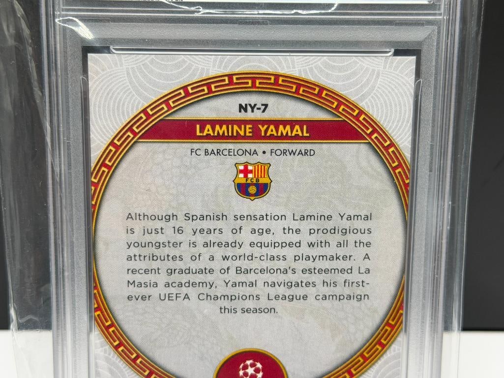 2023-24 TOPPS JADE ED UCC #NY7 LAMINE YAMAL CHINESE NEW YEAR FUTBOL / SOCCER ROOKIE CARD PSA NM-M... - 9