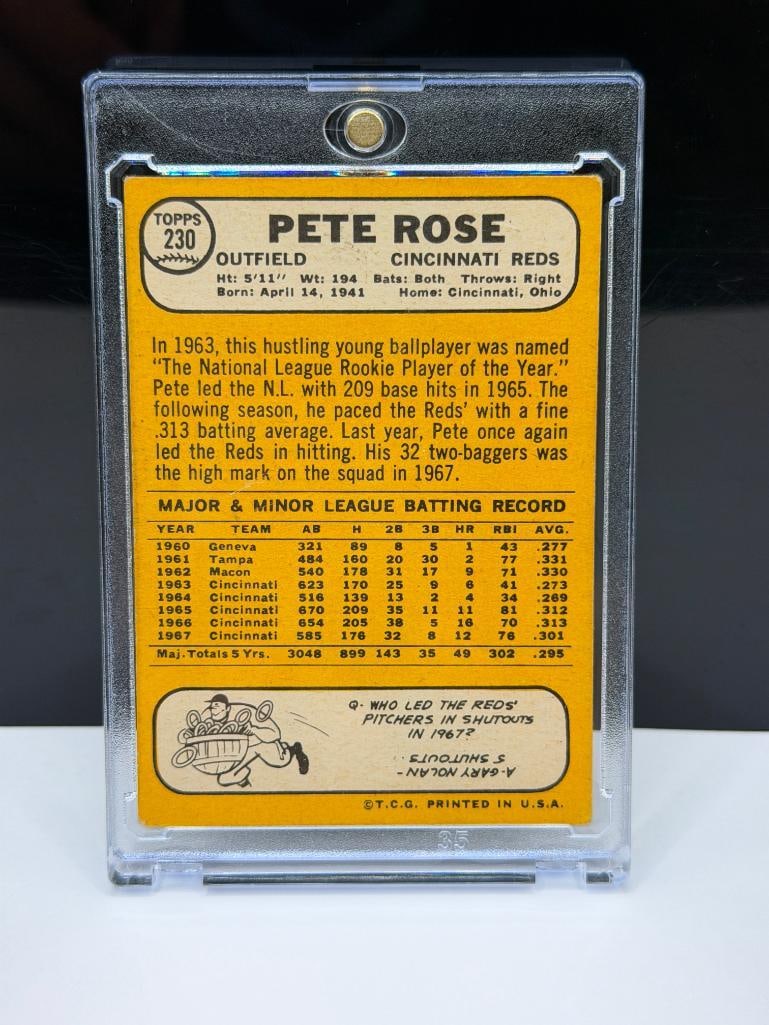 1968 TOPPS #230 PETE ROSE BASEBALL CARD - 7