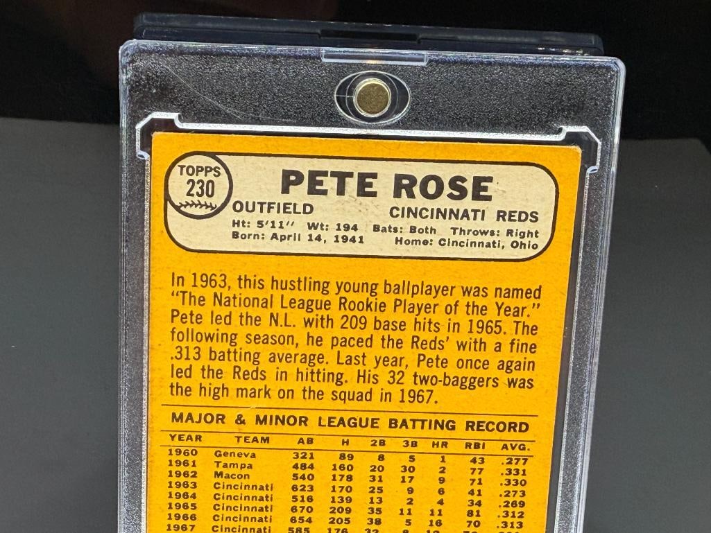 1968 TOPPS #230 PETE ROSE BASEBALL CARD - 8