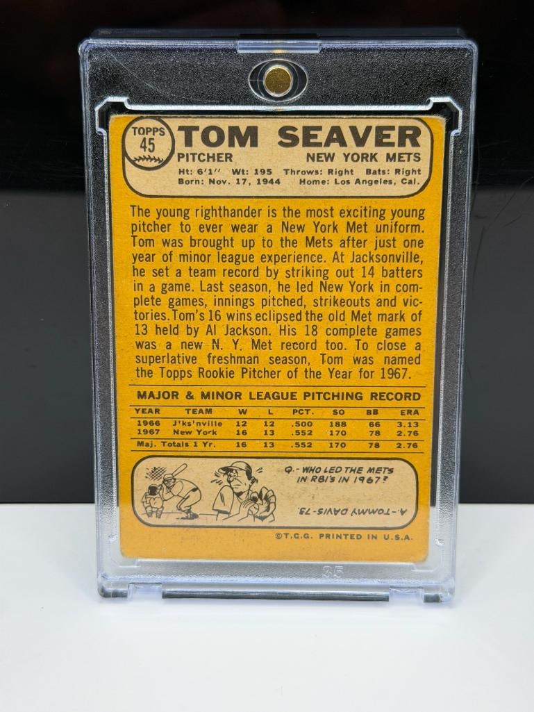 1968 TOPPS #45 TOM SEAVER ALL-STAR ROOKIE BASEBALL CARD - 7