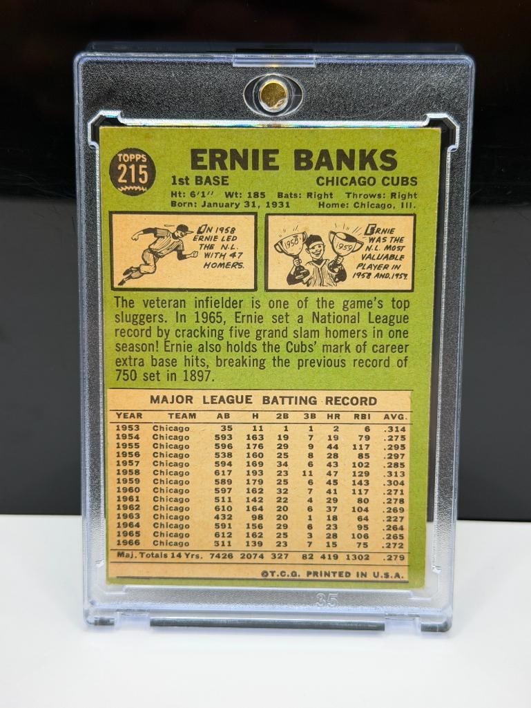 1967 TOPPS #215 ERNIE BANKS BASEBALL CARD - 8