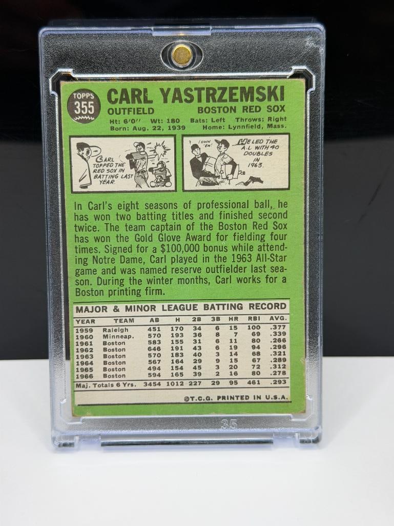 1967 TOPPS #355 CARL YASTRZEMSKI BASEBALL CARD - 8