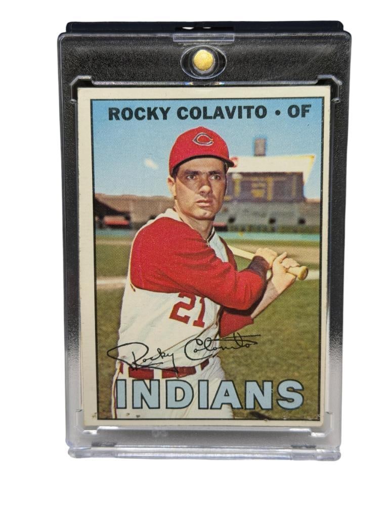 1967 TOPPS #580 ROCKY COLAVITO BASEBALL CARD: ROCKY COLAVITO, CLEVELAND INDIANS, NINE TIME ALL STAR, RARE CARD, SEE PHOTOS FOR CONDITION, FROM THE ESTATE OF A LOCAL RENO, NV DOCTOR AT RENOWN WHO RAN BIG LEAGUE SPORTS MEDICINE BASEBALL CAMP F