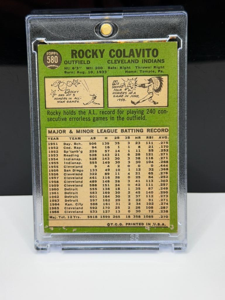 1967 TOPPS #580 ROCKY COLAVITO BASEBALL CARD - 6