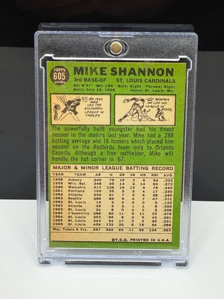 1967 TOPPS #605 MIKE SHANNON BASEBALL CARD - 7