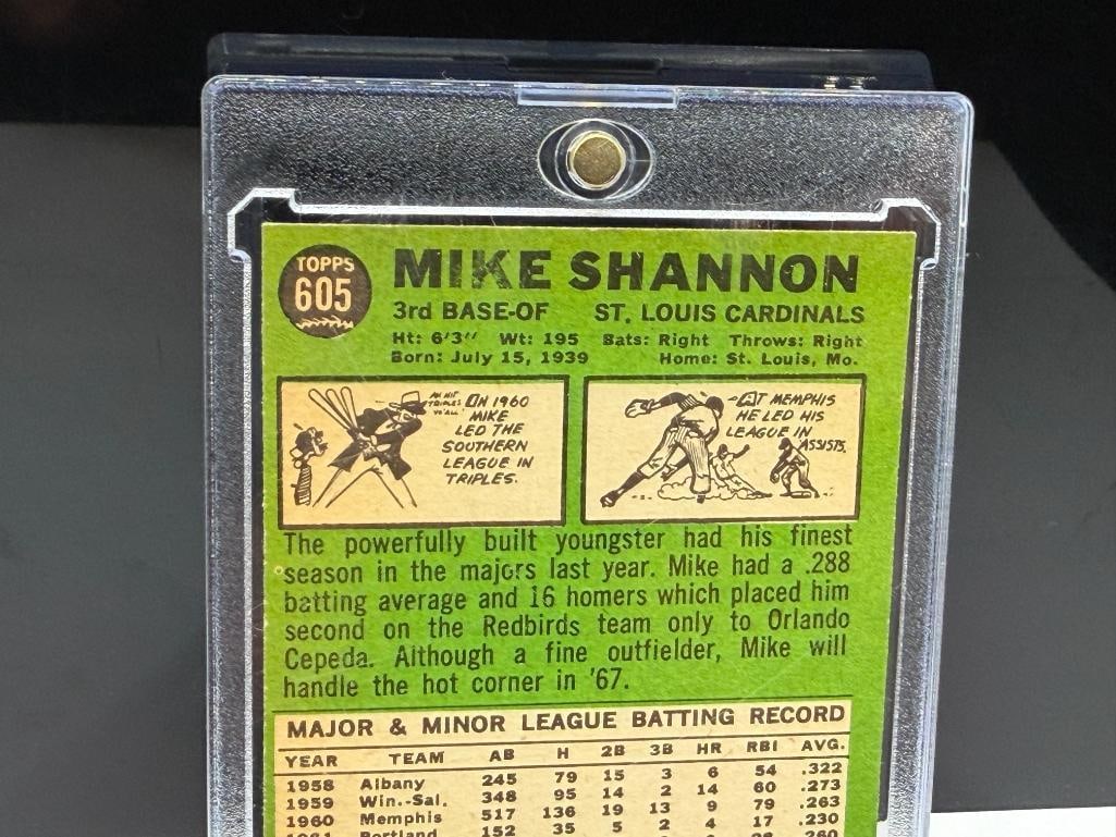 1967 TOPPS #605 MIKE SHANNON BASEBALL CARD - 8