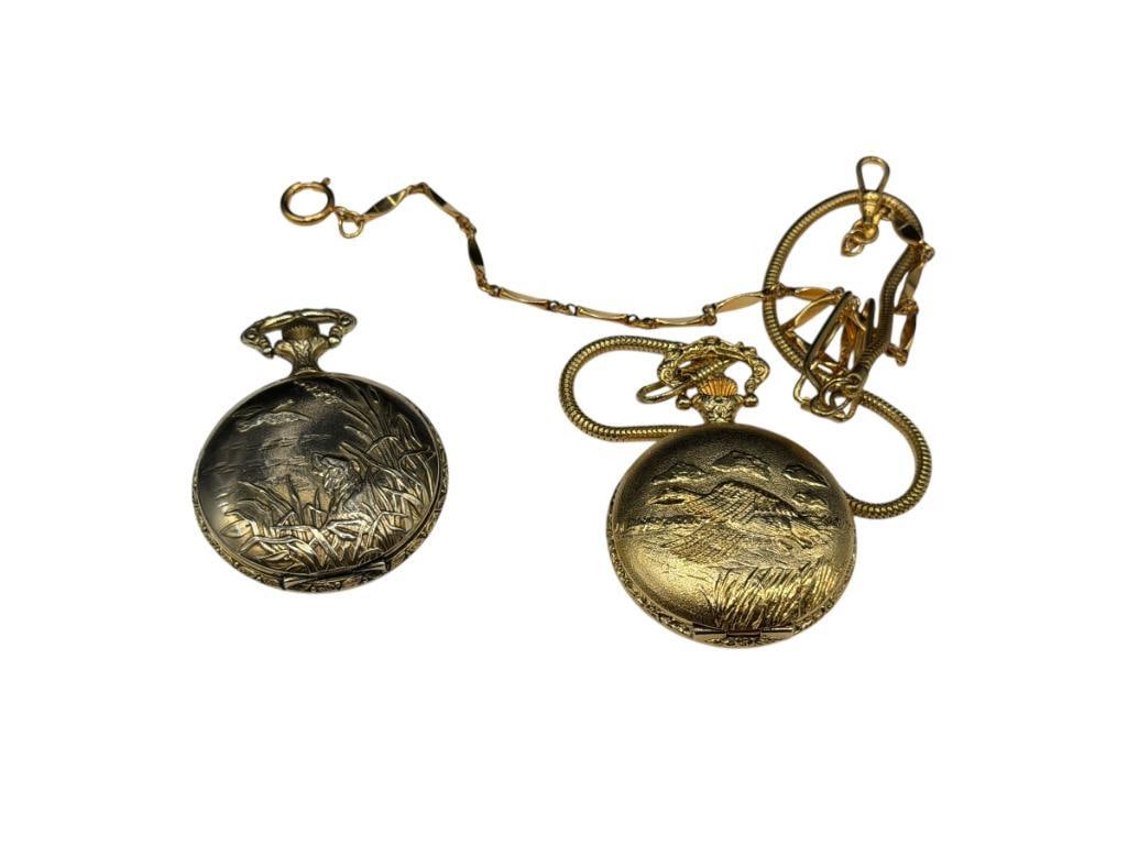 TWO MODERN GOLD TONE HUNTER'S CASE POCKET WATCHES INCLUDING MAJESTRON AND CARIOLE ANTI-MAGNETIC (1 of 9)