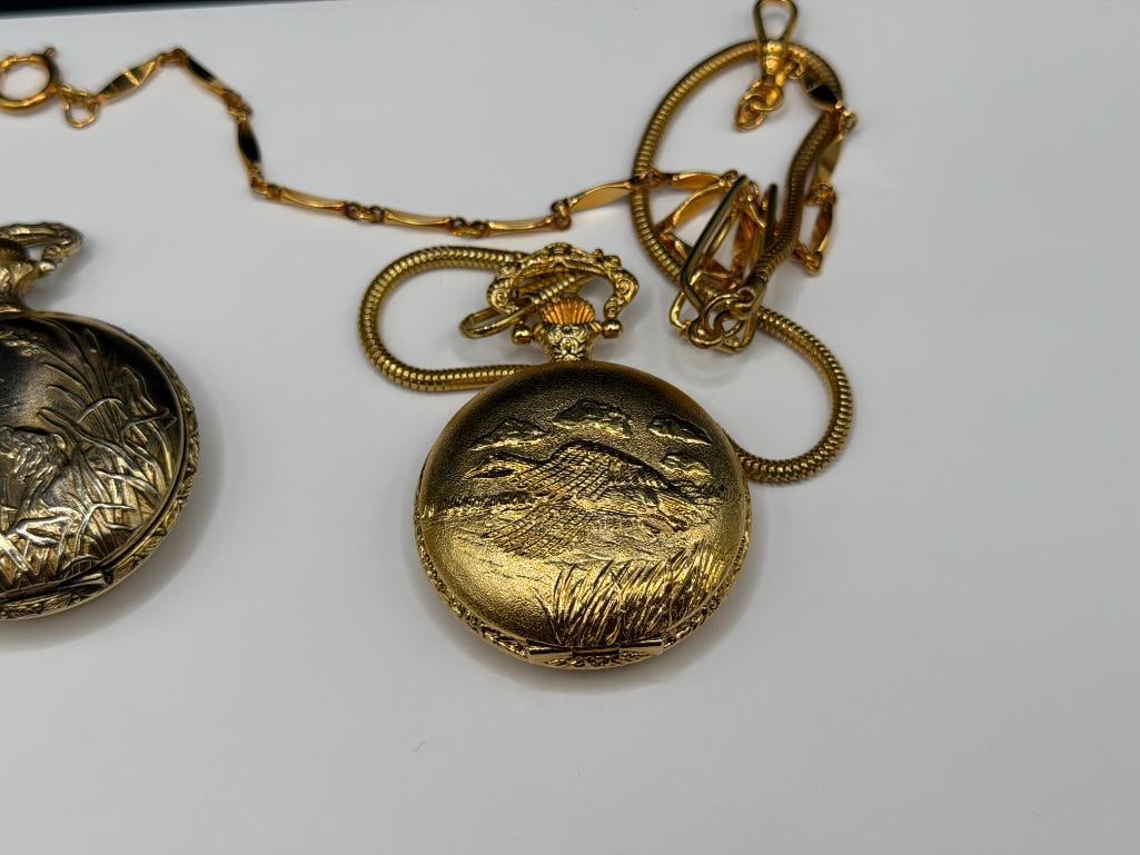TWO MODERN GOLD TONE HUNTER'S CASE POCKET WATCHES INCLUDING MAJESTRON AND CARIOLE ANTI-MAGNETIC - 2