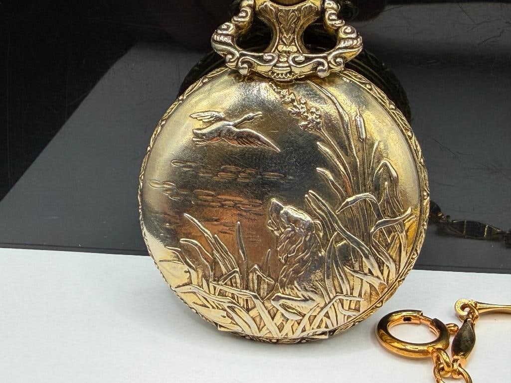 TWO MODERN GOLD TONE HUNTER'S CASE POCKET WATCHES INCLUDING MAJESTRON AND CARIOLE ANTI-MAGNETIC - 6