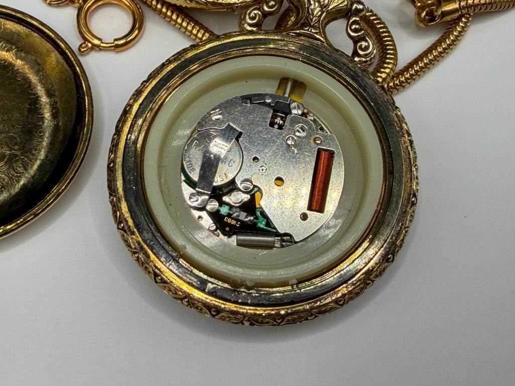 TWO MODERN GOLD TONE HUNTER'S CASE POCKET WATCHES INCLUDING MAJESTRON AND CARIOLE ANTI-MAGNETIC - 9