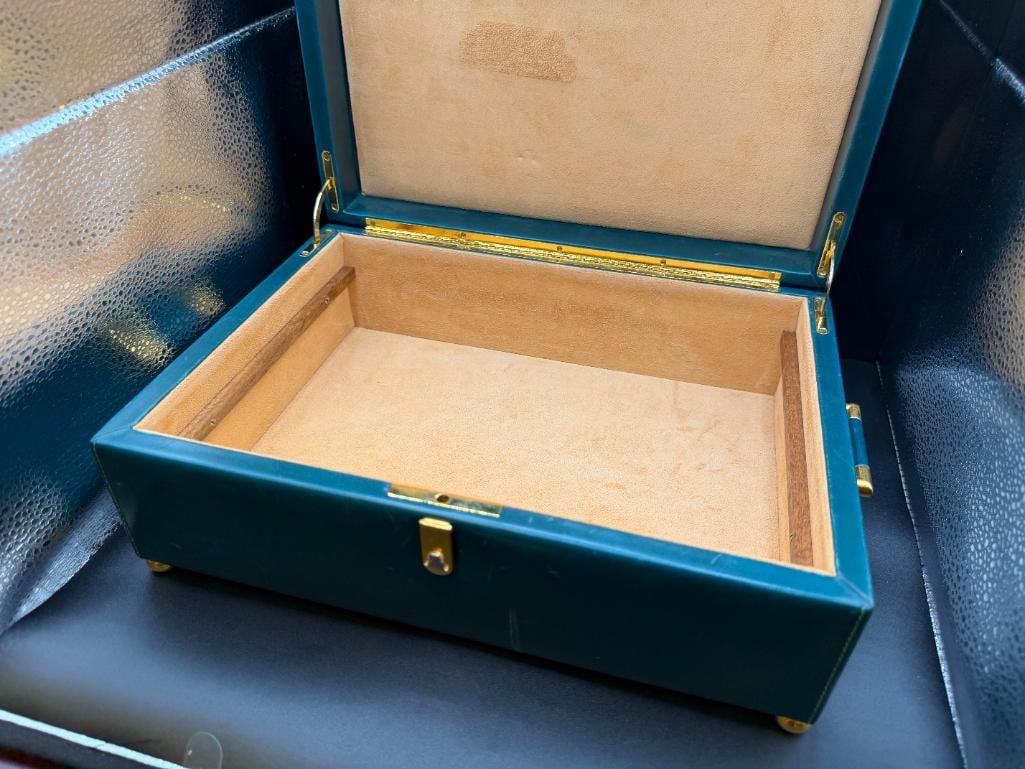 PADDED LEATHER AND SUEDE JEWELRY CASE WITH CONTENTS - 10